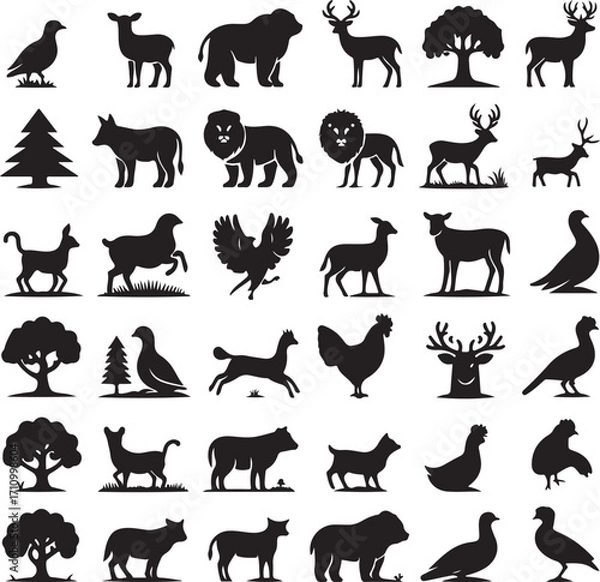 Fototapeta A large set of animals of the world
