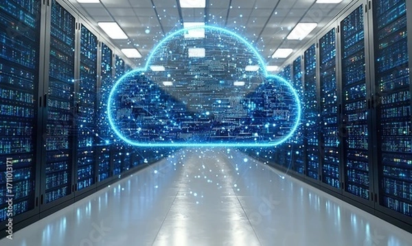 Obraz Digital cloud computing in a server room