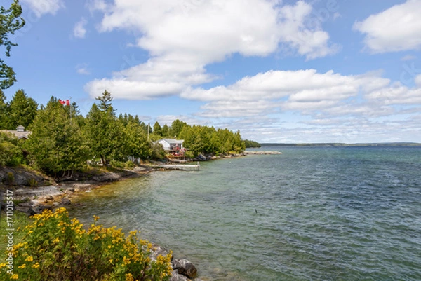 Obraz Tranquil South Baymouth on Manitoulin Island offers stunning views of Ontario's natural beauty with its serene shoreline and lush greenery.