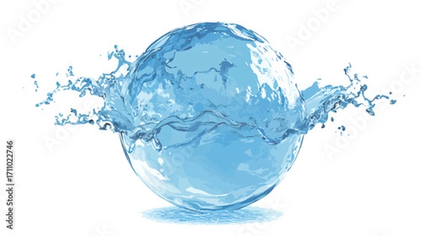 Fototapeta Sphere Shaped Water Splash Isolated on White Background for Graphic Design Projects
