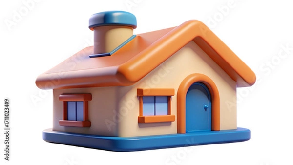 Fototapeta 3d house icon, building, 3d, architecture, estate, roof, construction, real, icon, property, door, residential, model, illustration, housing