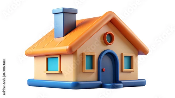 Fototapeta 3d house icon, building, 3d, architecture, estate, roof, construction, real, icon, property, door, residential, model, illustration, housing