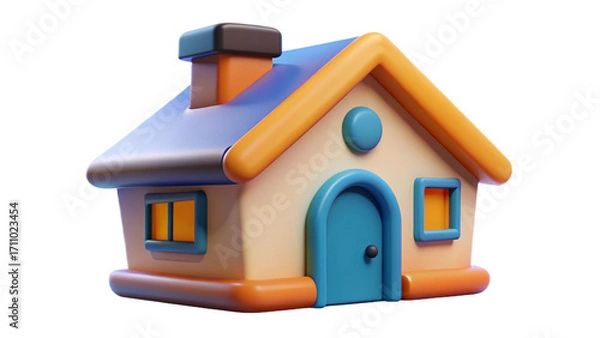 Fototapeta 3d house icon, building, 3d, architecture, estate, roof, construction, real, icon, property, door, residential, model, illustration, housing