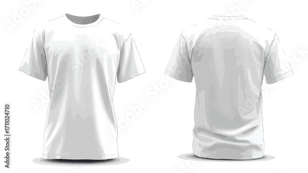 Fototapeta Professional White T-Shirt Template with Front and Back Views on White Background