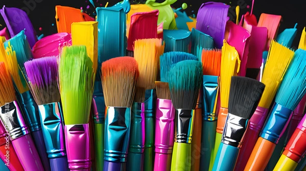 Fototapeta Background with colorful paint strokes	