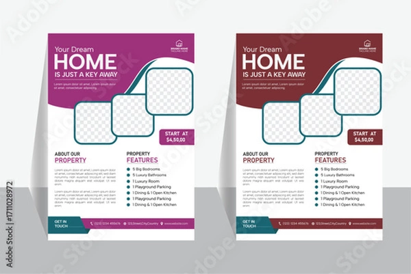 Fototapeta Real Estate Business Flyer Template Design,