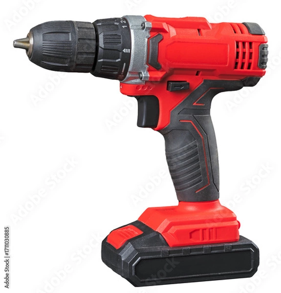 Fototapeta Cordless screwdriver on an isolated background.