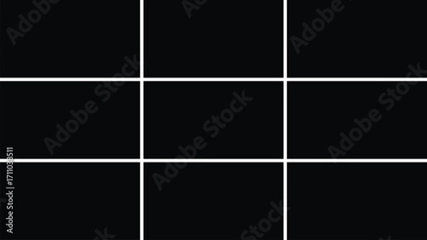 Fototapeta Template photo collage vector 9 pictures. Blank layout moodboard, album, photo frames for scrapbook, portfolio, and memory presentation.