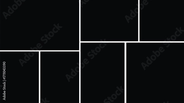 Fototapeta Vector photo collage 7 frames. Empty template for album, scrapbook, memory board, and portfolio display.