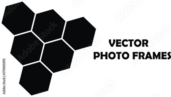 Fototapeta 6 Polygon photo collage template. Honeycomb layout for photos, clipping and layer mask mockup. Blank template for pictures, montage, and overlay.