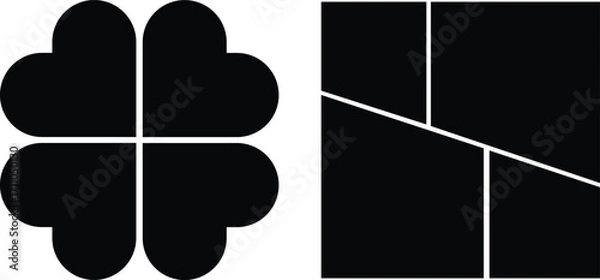 Fototapeta Modern collage 4 frame photos. Template for portfolio. Photo tiles layout. Vector illustration.