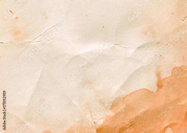 Fototapeta Bloody vintage paper texture. Aged crumpled dirty photo paper.	