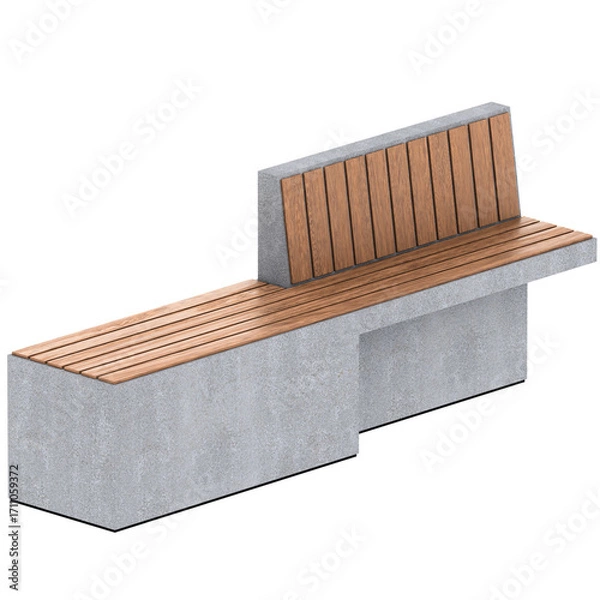 Obraz 3d render modern concrete bench with transparent background