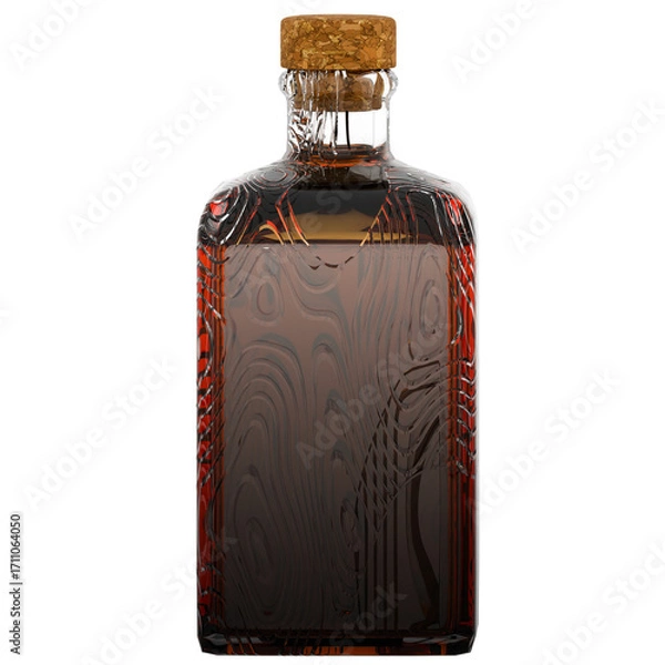 Fototapeta 3d render glass liquor bottle cork with transparent background