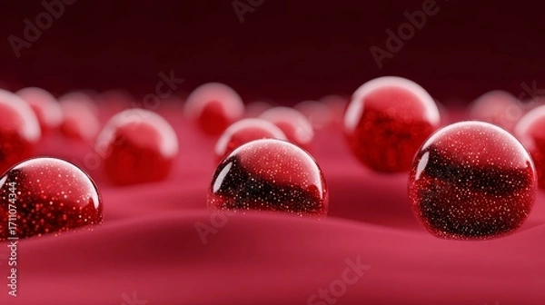 Fototapeta Close up of red spheres on a red background