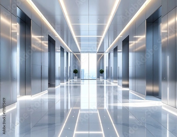 Obraz 超高層ビルのモダンなエレベーターホール