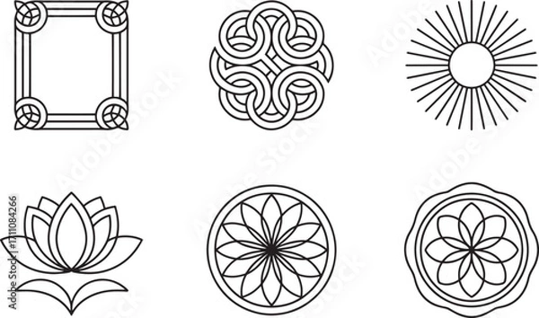 Fototapeta Elegant Celtic Knotwork and Geometric Designs A Collection of Decorative Vector Elements for Creative Projects