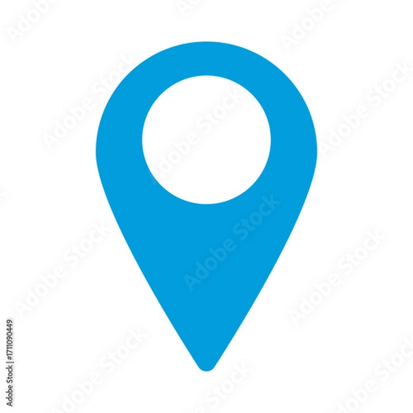 Fototapeta Blue Map Pin Icon, GPS Location Marker, Geo Tag Pointer, Simple Flat Design Map Pin Vector illustration, Location Symbol, Navigation Pin Eps10 on White Background.