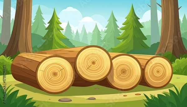 Obraz Forest scene with logs