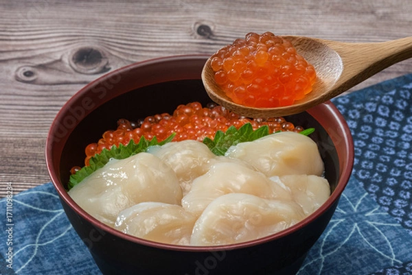 Obraz ホタテ＆イクラ丼