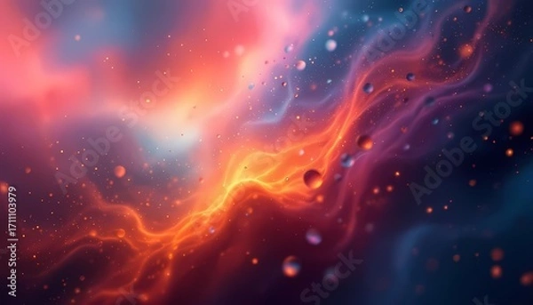 Fototapeta Vibrant Abstract Cosmic Nebula with Glowing Particles