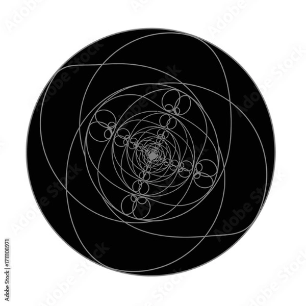 Fototapeta Explore complex circle fractal art design with intricate patterns and geometric shapes in black and white style