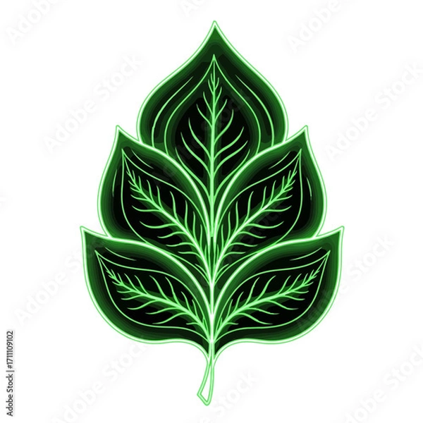 Fototapeta Green leaf vector illustration design for nature botanical organic plant art and decoration element concept