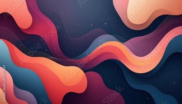 Fototapeta Abstract Colorful Waves Flowing on Dark Background