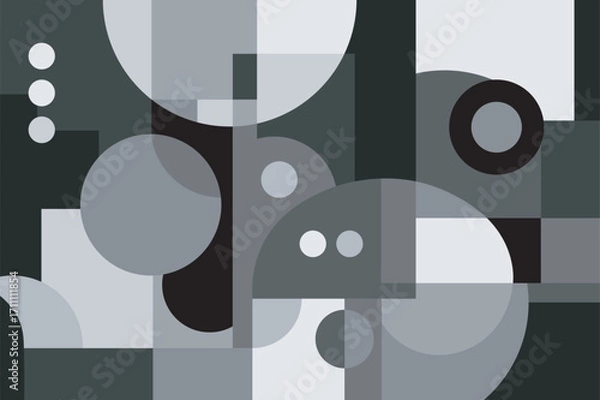 Obraz abstract Geometric Composition in Grayscale
