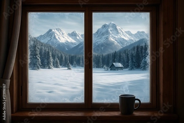 Obraz replacement background image window winter