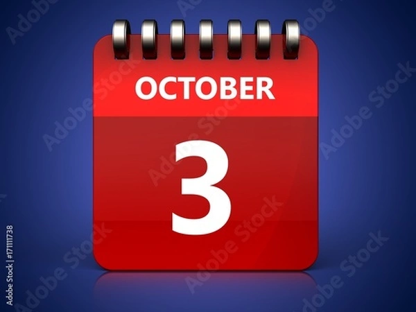 Fototapeta 3d 3 october calendar