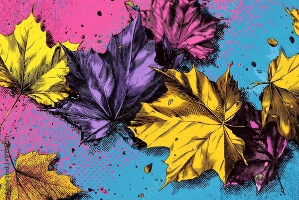 Obraz Color background, pop art style leaves