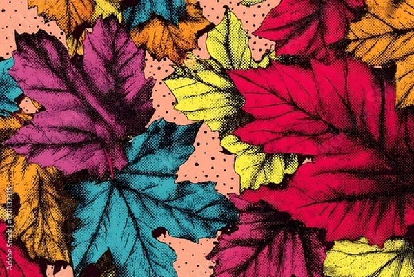Obraz Color background, pop art style leaves