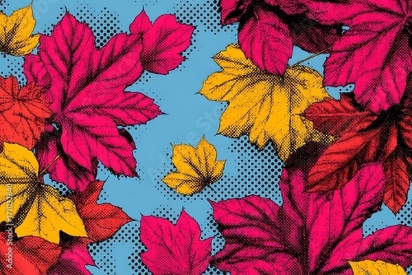 Obraz Color background, pop art style leaves