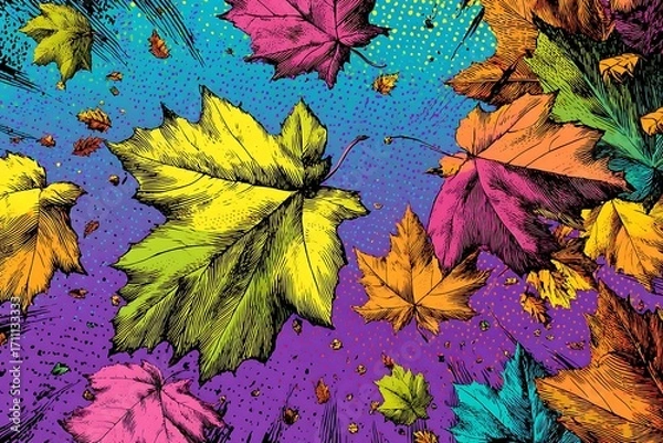 Obraz Color background, pop art style leaves