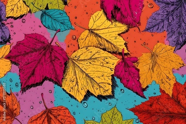 Obraz Color background, pop art style leaves