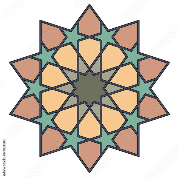Fototapeta  Islamic architecture, creative art , vintage logo, morocco Design, geometric patterns, Andalusia concept, Cultural style