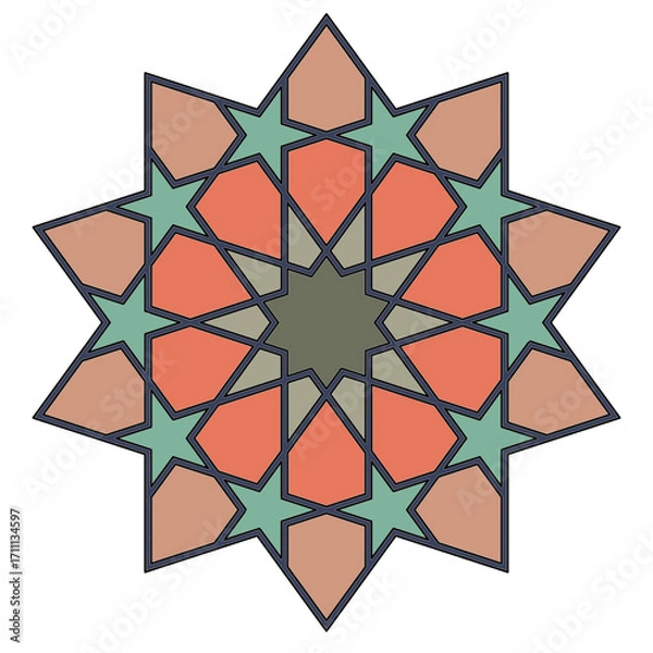 Fototapeta  Islamic architecture, creative art , vintage logo, morocco Design, geometric patterns, Andalusia concept, Cultural style