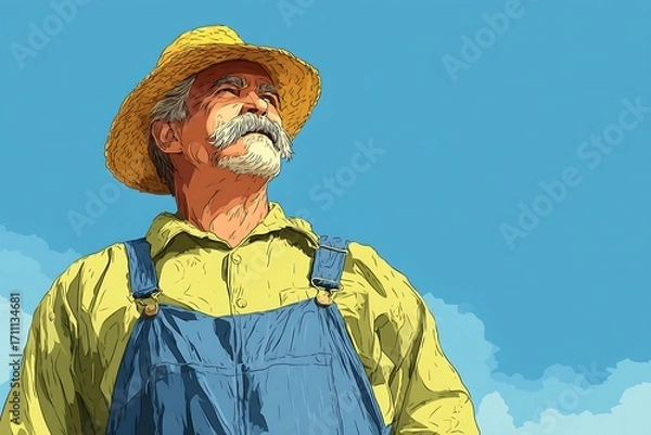 Obraz Pop art style farmer color background