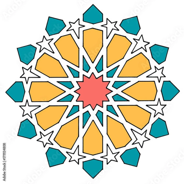 Fototapeta  Islamic architecture, creative art , vintage logo, morocco Design, geometric patterns, Andalusia concept, Cultural style