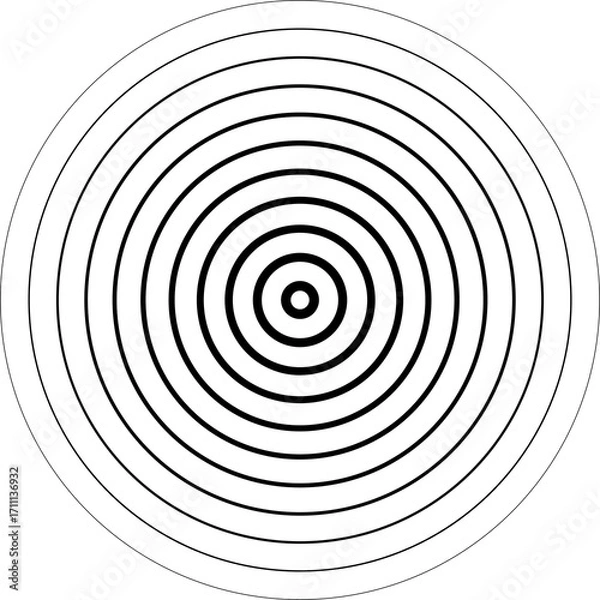 Fototapeta Circle with halftone line elements, sound wave