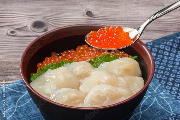 Fototapeta ホタテ＆いくら丼