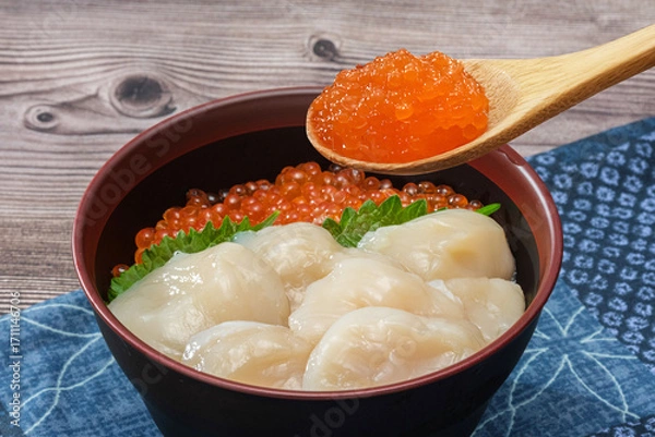 Obraz ホタテ＆いくら丼