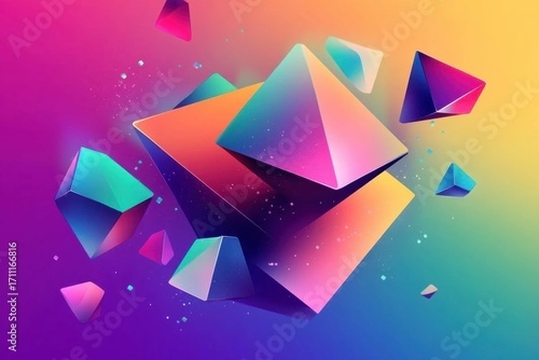 Fototapeta Abstract Colorful Geometric Shapes Floating In Space