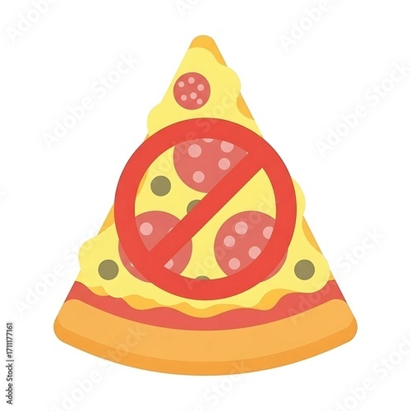 Obraz No Delicious Pizza Slice Icon - Healthy Eating and Diet Symbol