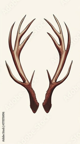 Fototapeta Symmetrical illustration depicting a pair of elegant animal antlers on display