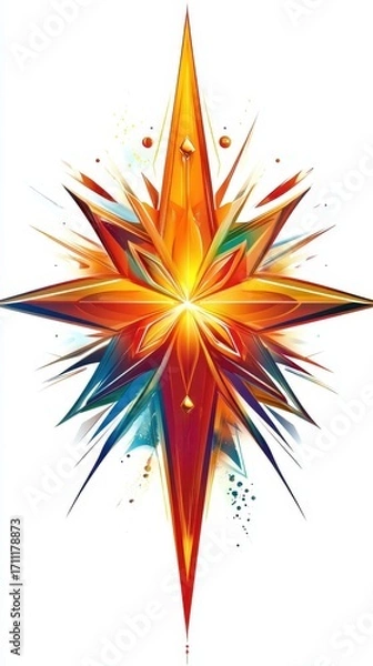 Fototapeta Colorful abstract illustration displaying a starburst with sharp pointed tips