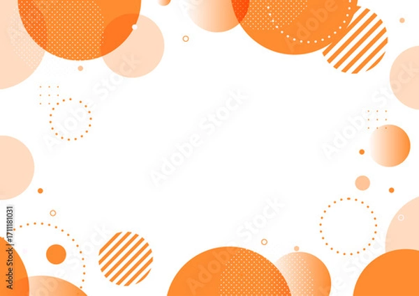Obraz 幾何学 円 グラフィック フレーム 背景素材 オレンジ