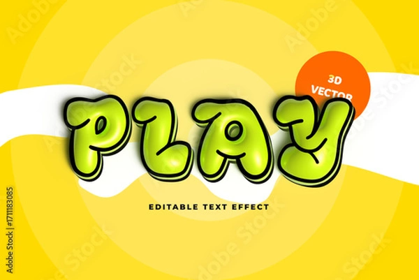 Obraz Play 3d inflated editable text effect