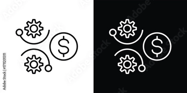 Fototapeta money making icon set in outline black and white style vector illustration